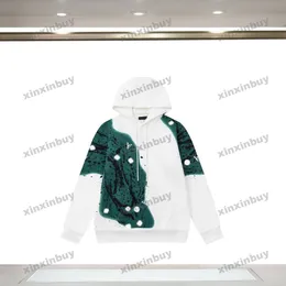 Xinxinbuy Men Designer Hoodie Sweatshirt Tie Dye Starry Sky Letter Print Paris Women Black Grey Green XS-XL