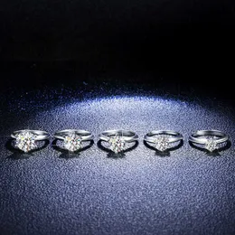 Tiff Ring Designer Luxury Fashion Women's Jewelry AdvancedバージョンT S925 STERLING SILVER DIAMOND RING Classic Six Claw Crown Proposal Accessory