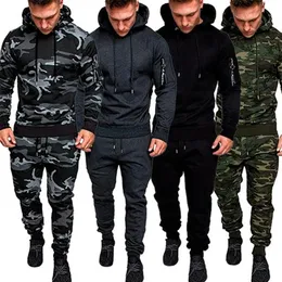 Casual Joggers Heren Trainingspakken 2 Stuks Sets Herfst Broek Met Capuchon Camouflage Pak Gym Rits Sportkleding Zweetkostuums Heren Clot299L