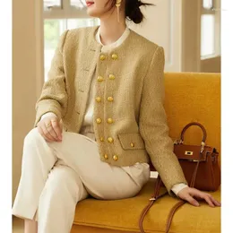Les vestes pour femmes ne sont pas z en manteau de laine court double poitrine de style rond