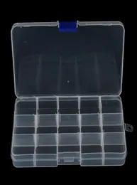 1Pcs Convenient Fishing Lure Tool Case Tackle Boxs Plastic Clear Fishing Track Box With 15 Compartments Whole4641854