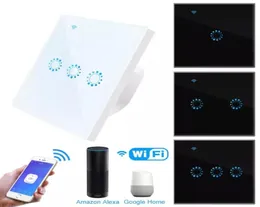 Wi -Fi Smart Light Switch 유리 패널 터치 스위치 Alexa Google Home Smart Wall Switch 10A 90250V 전화 앱 타이머 F13974525와 호환됩니다.