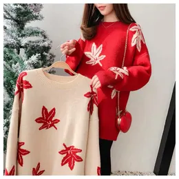 Frauenpullover HELIAR Frauen Herbst Weihnachten Gedruckt Stricken Casual Dicke Warme Pullover Pullover Winter Lose Oansatz Langarm