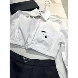 Designer de luxo marca feminina blusas esigner design camisas 22 início do outono nova p casa carta bordado moda cintura curta camisa de manga longa