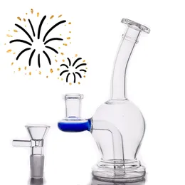 Partihandel Färgglad billig bubblerhoppning 14mm kvinnlig gemensam flaska mini vatten dab rigg bong med glas rökning tobakskål