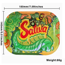 180*140mm Cartoon Rolling Tray Metal Cigarette Smoking Small Trays Dry Herb Tobacco Plate Case Storage Mini Machine sharpstone Tool Gift New 18cm