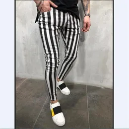 Joggers With Black White Stripes For Men Casual Pants Fitness Sportswear Pencil Bottoms Skinny Sweatpants Trousers291O