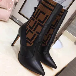 2023 novas botas de grife martin salto alto botas elevadas botas de tecido elástico inverno sapatos femininos botas de moda preto marrom vermelho cinza