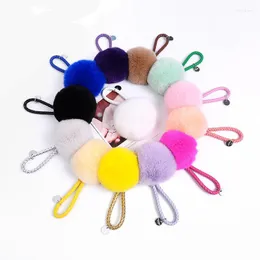 Porte-clés Fluffy Simulation Fourrure Porte-clés Pompon Boule En Cuir Porte-clés Charme Femmes Sac Pendentif De Voiture Bijoux Bibelot Accessoires