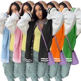 Designer de malha suéteres mulheres cardigan outono inverno manga longa casaco casual tricô jaquetas retalhos oversized solto outerwear em massa roupas por atacado 10177