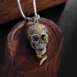 Ожерелья с подвесками, винтажное ожерелье с подвеской в виде змеи и черепа демона, мужской амулет, подарок на Хэллоуин в стиле панк x1009