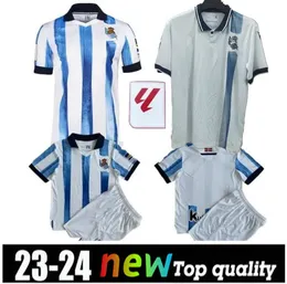 Gerçek Sociedad 2023 2024 Futbol Jersey Oyarzabal X Prieto Portu David Silva Futbol Gömlek Juanmi 22 23 Carlos Fernandez Camiseta De Futbol Erkek Kit Kids Equipment6666