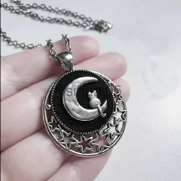 Ожерелья с подвесками Готический кот на луне, ожерелье с камеей x1009