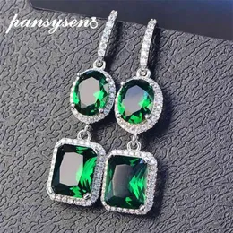 Pansysen 100% 925 Sterling Silver Emerald Sapphire Gemstone Drop Earrings Women Anniversary Party Fine Jewlery 전체 21062294Z