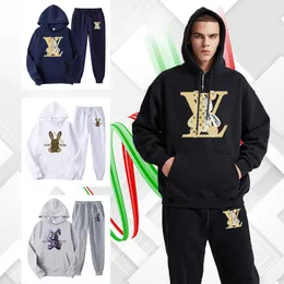 Herrspårsräder lyxiga design hoodies sätter man hooded pullover tröja jogger tröjor kostym outfits manlig hiphop streetwear träning