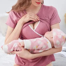 Maternity Tops Tees Plus Size 3XL Summer Breastfeeding Modal T-shirt For Pregnant Women Postpartum Mommy Home Tops Maternity Mother Nursing Clothes 231006