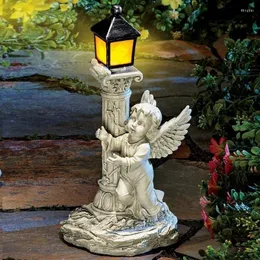 Decorazioni da giardino Lampada a energia solare Luce Pilastro romano Statua di angelo Figurine Sculture Ornamenti natalizi