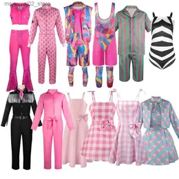 Thema Kostüm 2023 Neue Film Barbi Cosplay Kommen Für Frauen Margot Robbie Rosa Kleid Mädchen Kinder Männer Ken Ryan Gosling Kleidung Halloween Outfit Q231010