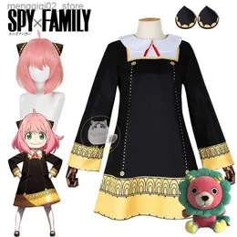 Thema Kostüm Anime Anya Forger Cosplay Spy X Family Come Anya Forger Perücke Erwachsene Kinder Kleidung inklusive Socken Horn Kopfbedeckung Halloween Cos Q240307