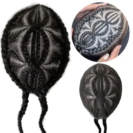 Produtos de venda imperdível! sistemas de cabelo humano virgem da Malásia duplo 8 tranças de milho peruca 8x10 unidades de renda completa para homens negros