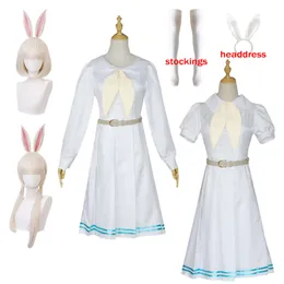 Anime beastars haru cosplay costume lolita klänning jk uniform haru peruk öron vit kanin halloween kostym för kvinnor