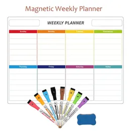 Whiteboards Magnetic Weekly Monthly Planner Calendar Refrigerator Stickers Erasable Soft Whiteboard Markers Pen Message Memo Board for Notes 231009