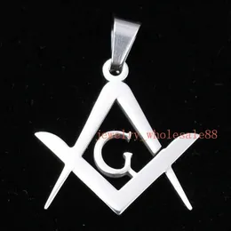 Hela i bulk 10st Lot Mason Mason Masonic Symbol Pendant Necklace Charms Rostfritt stål Religiösa smycken Hitta ingen CH276R