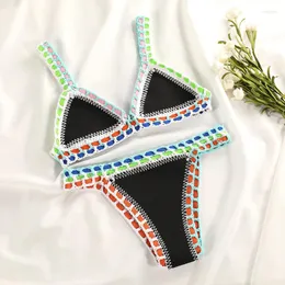 Damenbadebekleidung Miyouj Handarbeit Bikini 2023 Patchwork Frauen Mode Biquini Sommer Strand Sexy Set Schwimmen Weibliche Badeanzug Badeanzug