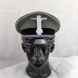 Berets GERMAN WAFFEN ELITE INFANTRY OFFICER VISOR CAP WOOL MADE MILITARY HAT AND TWO METAL SILVER BADGE280w