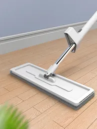 MOPS Joybos Microfiber Flat Mop Freehand Push Squeeze Cleaning Floor med 2 tvättbara utbytbara kuddar Hushållsverktyg 231009