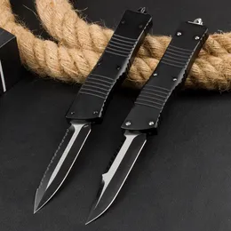 A121 Automatic Tactical Knife D2 Titanium Coating Blade CNC Aviation Aluminum Handle Outdoor Camping Hiking Survival Pocket Knives with Nylon Bag