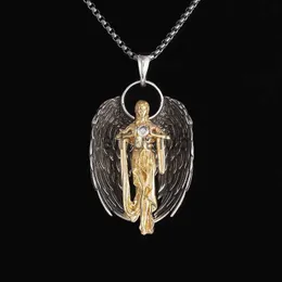 Colares com pingente de ouro, asas de anjo da guarda, colar com pingente para homens, mulheres, joias de natal, presentes x1009
