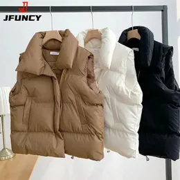 Mulheres coletes jfuncy sem mangas colete mulher jaquetas de inverno casaco feminino quente superior feminino colete 231009