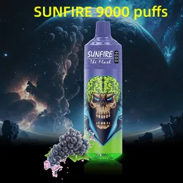 Original Sunfire 9000 Puff 9K engångsvapa Cigaretter 0.8Hm Mesh Coil 18 ml POD Batteris uppladdningsbar 10 färger Puff 12000 12K 7000 7K Vape Desechable