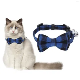 Dog Collars 4Pcs Pet Dogs Collar Plaid Detachable Comfortable Safety Buckle Cute Unique Bow Tie For Small Cat
