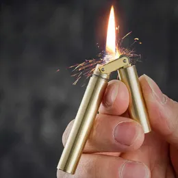 Lighters retro mosiężne kerosene lżejsze nunchaku darmowe szlifowanie ognia koło gadżetu benzynowego zapalniczki metalowe papierosy gadżet dla mężczyzn CX05