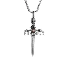 Pendant Necklaces Retro Gothic Skull Cross Pendant Christian Jesus Nail Necklace Men Women Religious Punk Charm Amulet Jewelry Gift x1009