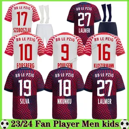 23 24 Torcedores Jogador RB NKUNKU SILVA Camisas de futebol em casa 2023 2024 HAIDARA OLMO SZOBOSZLAI Poulsen Klostermann FORSBERG LAIMER ADAMS camisas de futebol