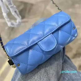 Damer Luxury Mini Flap Bags Solid Color äkta läder crossbody designer väska handväska guldfärgade metallkedjor diamant axel väska handväskor