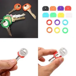 24 32st Rund Soft Silicone Hollow Multi Color Rubber Keys Locks Cap Tyckel täcker Keyring Elastic Case Keychains217p