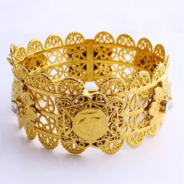 New Luxury Women Big Wide Bangle 70mm CARVE THAI BAHT Gold GP Dubai Style African Jewelry Open Bracelets With CZ For Middle2139