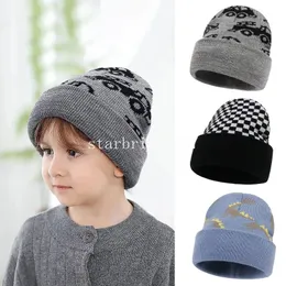 Novo outono inverno chapéu infantil bebê meninos dos desenhos animados dinossauro xadrez carro jacquard chapéu de malha gorro crianças chapéus de lã quente