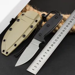 H1086 Outdoor Survival Gerade Messer 9Cr18Mov Stone Wash Klinge Full Tang G10 Griff Outdoor Feststehende Jagdmesser mit Kydex