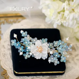 Hair Clips FXLRY Original Design Handmade Pearl Flower Spring Summer Antique Hairpin Accessories