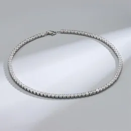 Cadenas que venden joyería delicada de hip hop 925 collar de cadena de circón de tenis de plata esterlina 2 mm 3 mm 4 mm circonio cúbico para mujeres hombres 273o