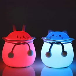 Night Lights Cat Rabbit Bee Silicone Led Night Lights Touch USB Rechargeable For Children Baby Cartoon Animal Bunny Night Lamp YQ231009