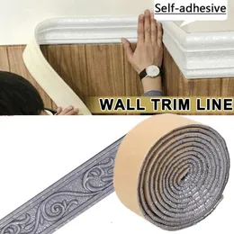 Wall Stickers 3d Trim Line Self Adhesive Skirting Border Waterproof Baseboard Wallpaper Sticker For Living Room Home Decoration 231009
