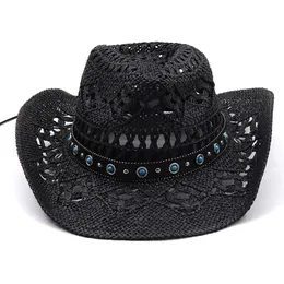 Ampla borda chapéus balde chapéus homens palha ocidental cowboy chapéu feito à mão praia feltro sunhats festa boné para homem mulher curling brim boné proteção solar unisex chapéus 231009