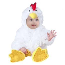 Clothing Sets 3Pcs set Baby Chicken Chick Costume for Boys Girls Halloween Easter Fancy Dress Jumpsuit with Shoes Infant Fleece Rompers 231007