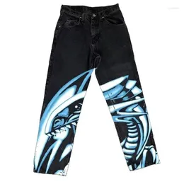 Мужские джинсы Y2k, мужские джинсы в стиле Харадзюку, хип-хоп, аниме, с графическим принтом, готические мешковатые повседневные брюки, женские модные широкие брюки большого размера, 2023